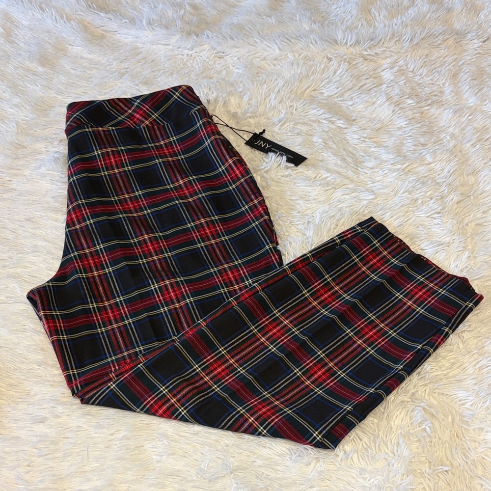 NWT JONES NEW YORK Plaid Trousers with Red and Black Pattern Women Sz 1X NWT